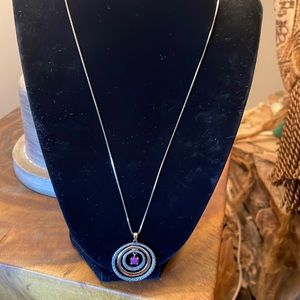 Two tone SS ruby pendant